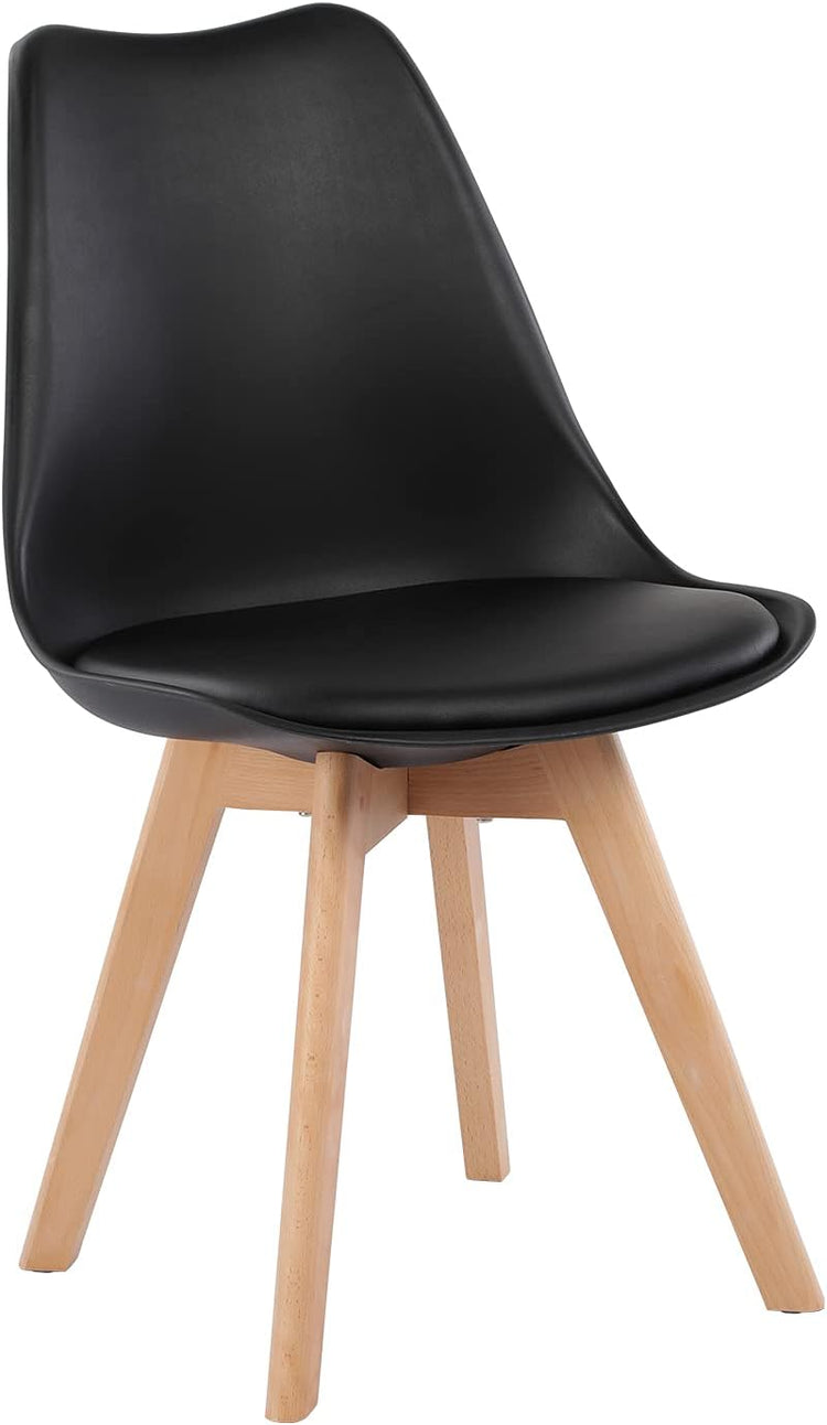 Comedor Mesa Tulip Redonda 80cm Blanca + 4 Sillas Tulip Negro