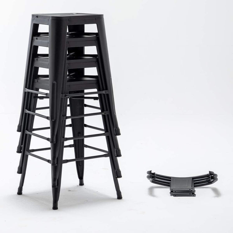 Pack 4 Taburetes Tolix Negros 64 cm | Diseño Industrial para Cocina
