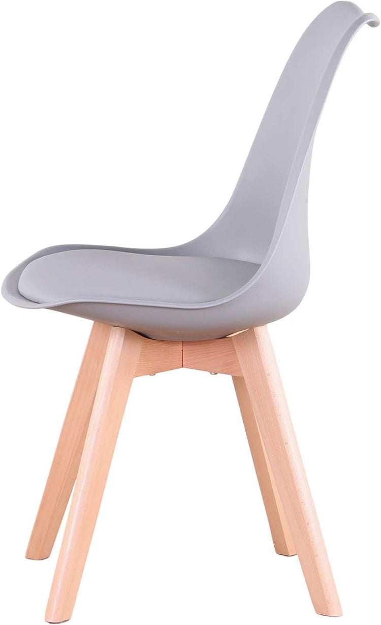Comedor Mesa Tulip Redonda 80cm Blanca + 4 Sillas Tulip Gris