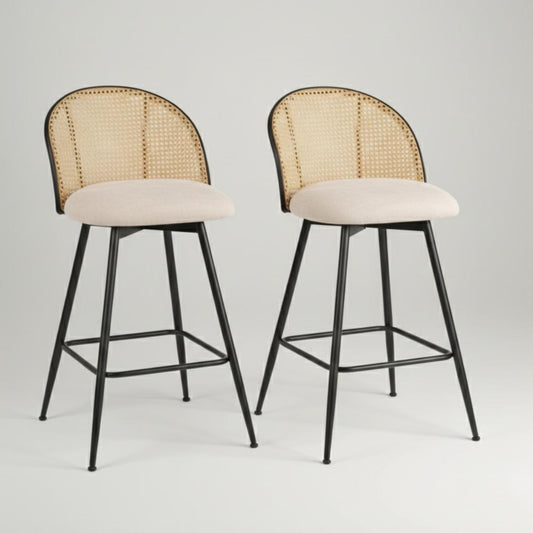 Pack 2 taburete Bar Carolla Beige 62 cm | Asiento Giratorio 360°