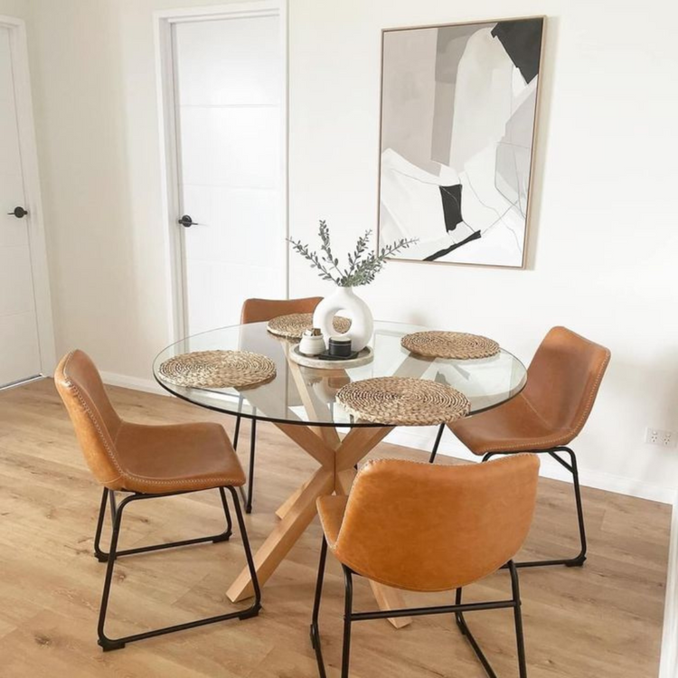 Comedor Mesa Redonda Equiz 100cm + 4 Sillas Toscana