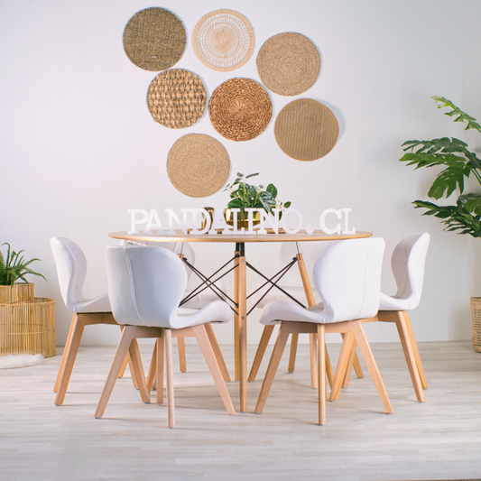 Comedor Mesa Shanna 120cm + 6 Sillones Rubik Blanco