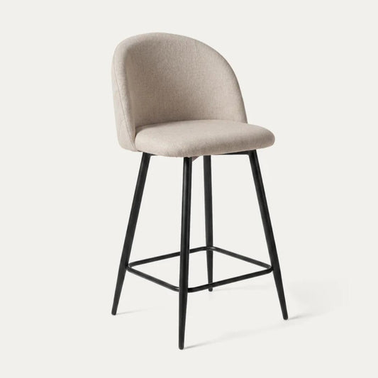 Taburete de Bar Eloina 65 cm | Lino Arena y Acero Negro