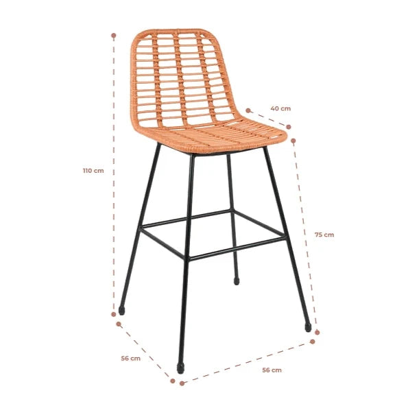 Pack 4 Taburete Piso Grecia Alto 75 cm | Rattan color Natural