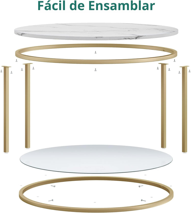 Mesa de Centro Magalia | Moderna, Dorada y de Vidrio