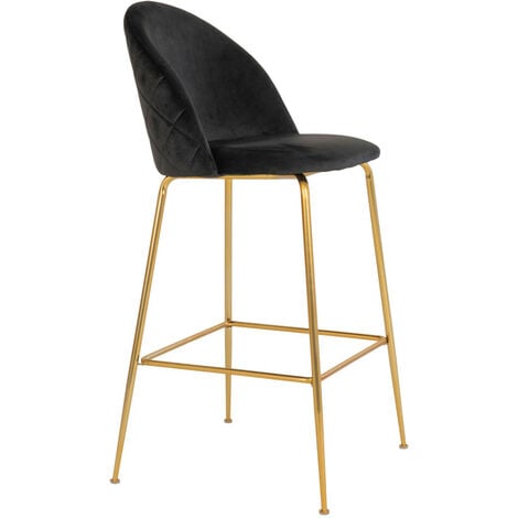 Taburete Piso Maya Grey | Velvet Negro 66cm