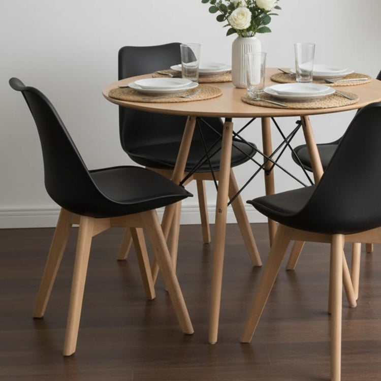Comedor Redondo Shanna 80 cm + 4 Sillas Tulip Negro