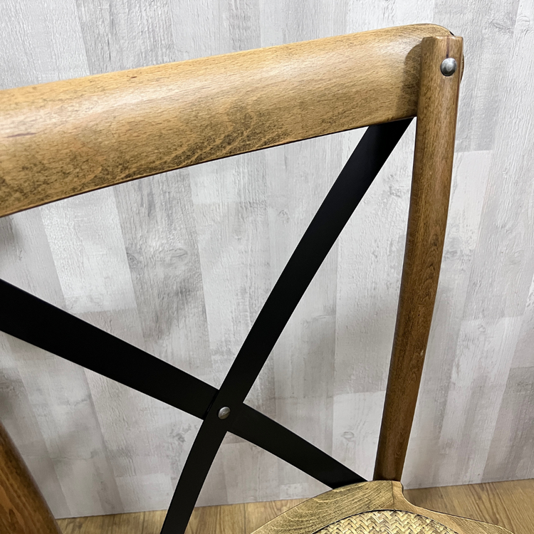 Silla Crossback Madera & Rattan | Café y Negro | Diseño Vintage