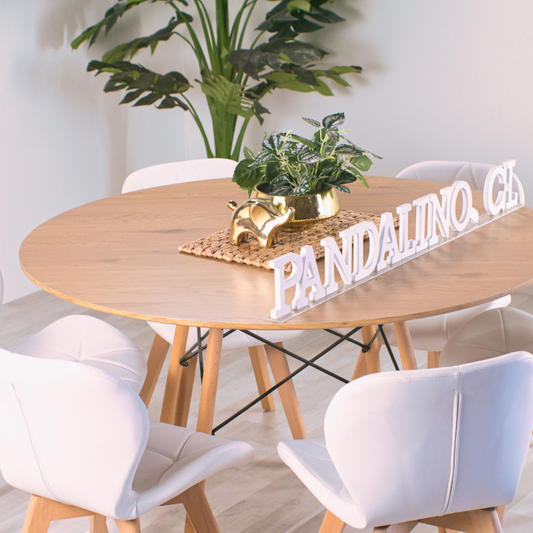 Comedor Mesa Shanna 120cm + 6 Sillones Rubik Blanco