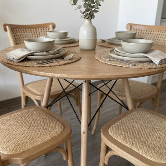 Comedor Redonda Shanna 100cm + 4 Silla Tango Wood