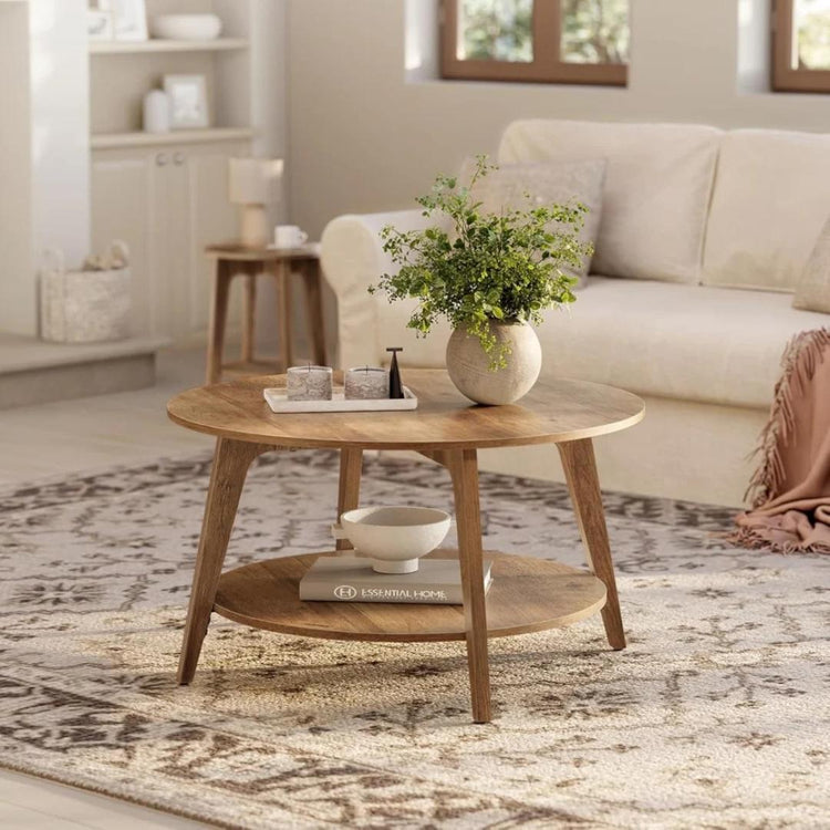 Mesa de Centro Romeo 80cm | MDF Natural Doble Nivel