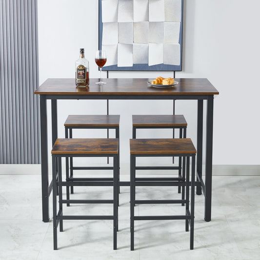 Pack Mesa Alta + 4 Taburetes Bar | Estilo Industrial