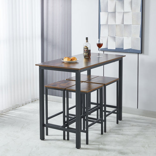 Pack Mesa Alta + 4 Taburetes Bar | Estilo Industrial