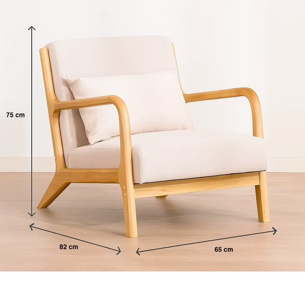 Sillón Andrea Tela Gris | Madera Natural