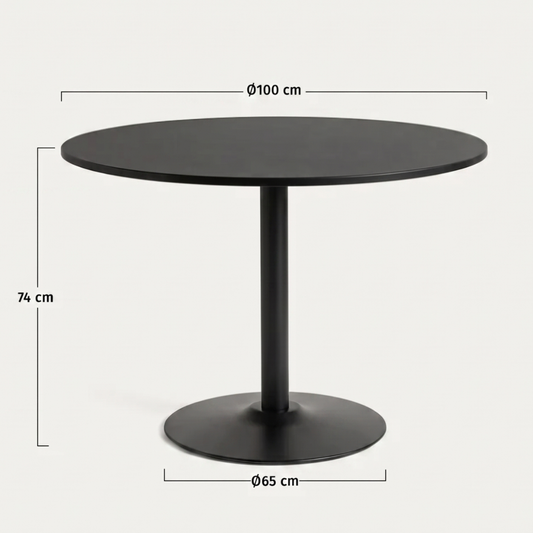 Mesa Redonda Letta Negro 100cm | Metal & MDF
