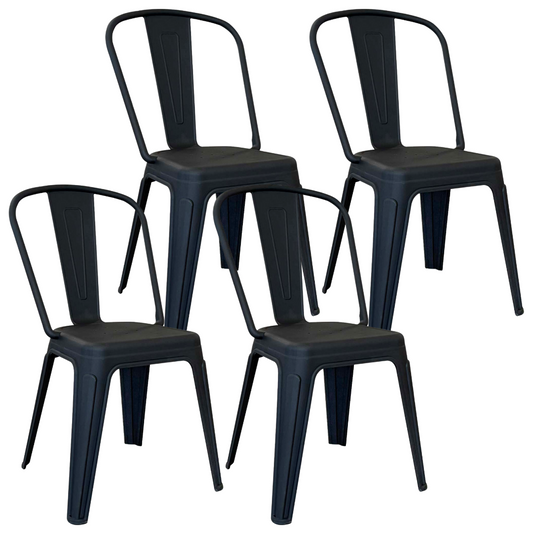 Pack 4 Silla Tolix Negro | Plástico Reforzado para Exterior e Interior