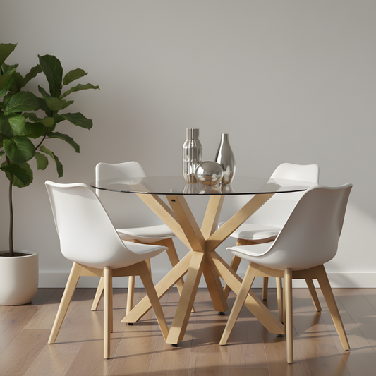 Comedor Mesa Redonda Equiz 100cm + 4 Sillas Tulip Blanco