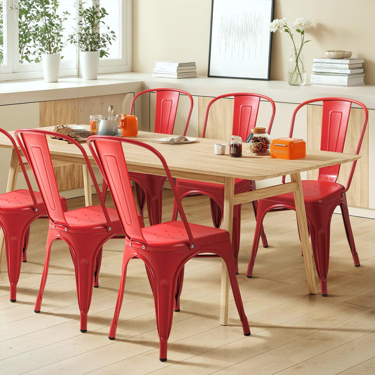 Pack 4 Sillas Tolix Acero Rojas | Resistente para Exterior e Interior