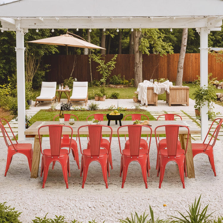 Pack 4 Sillas Tolix Acero Rojas | Resistente para Exterior e Interior