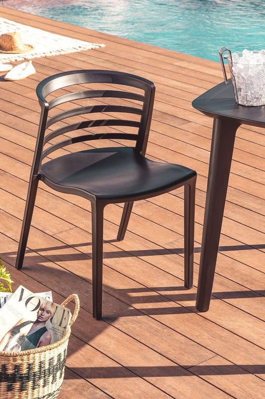 Pack 4 Sillas Alpes Negras | Resistente para Interior y Exterior