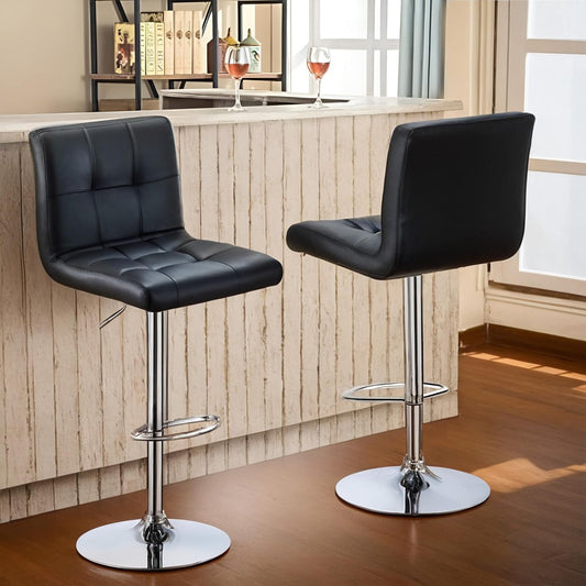 Pack 4 Piso Bar Altura Regulable Taburete Ivar Con Respaldo Negro