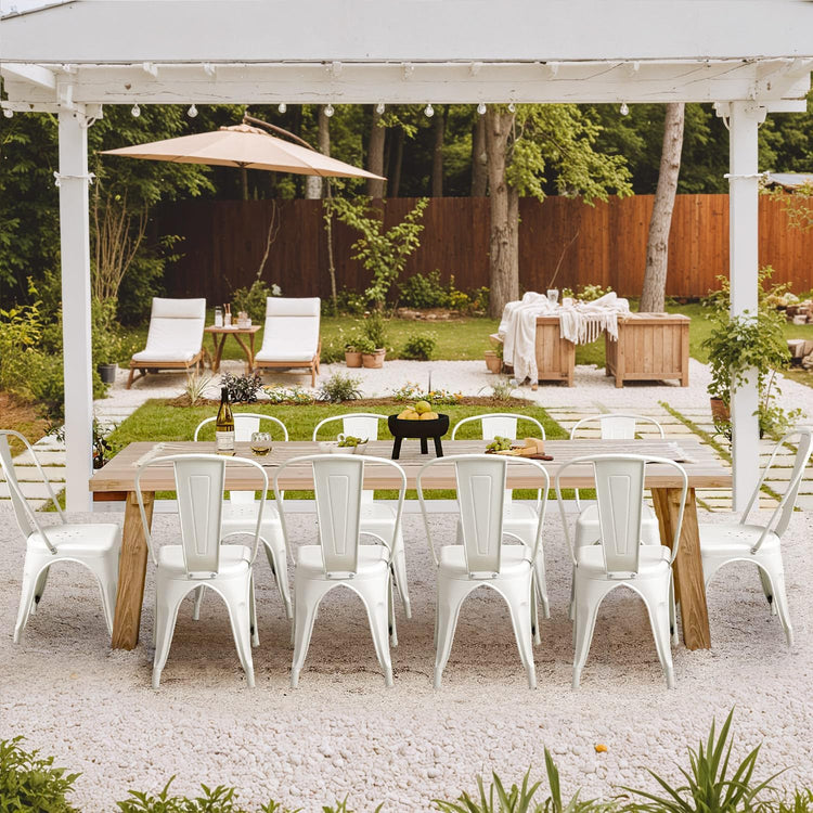 Pack 4 Sillas Tolix Acero Blanca | Resistente para Exterior e Interior