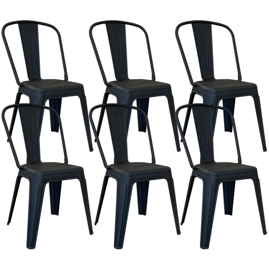 Pack 6 Silla Tolix Negro | Plástico Reforzado para Exterior e Interior
