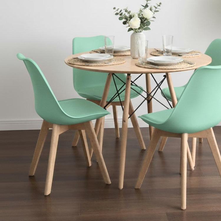 Comedor Redondo Shanna 80 cm + 4 Sillas Tulip Menta