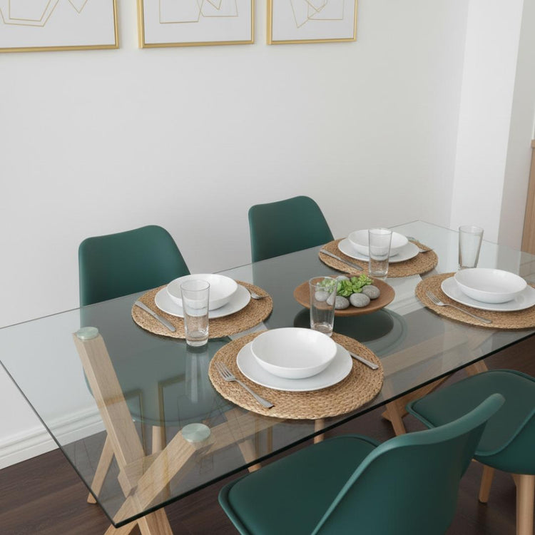 Comedor Moderno Mesa Xinia 140X90 + 6 Sillas Tulip Verde Esmeralda