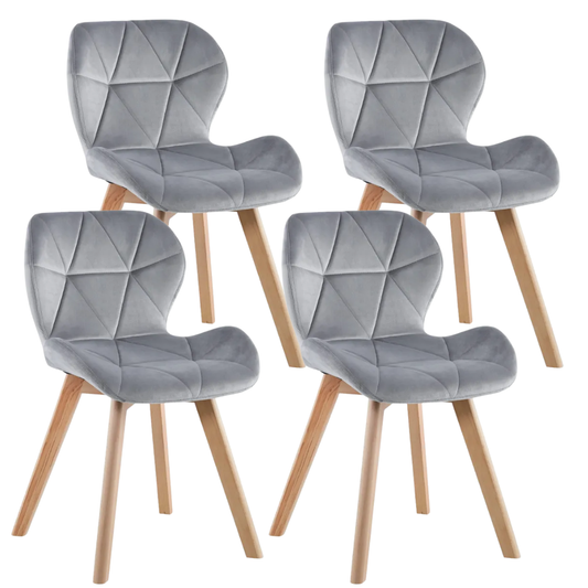 Pack 4 Sillón Rubik Gris | Velvet & Madera