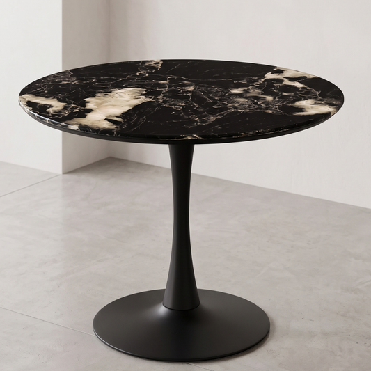 Mesa Redonda Tulip 80 cm | Piedra & Base Negro