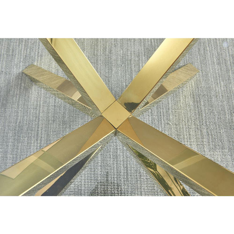 Mesa Cuadrada 100x100 Erika | Vidrio Templado | Dorado
