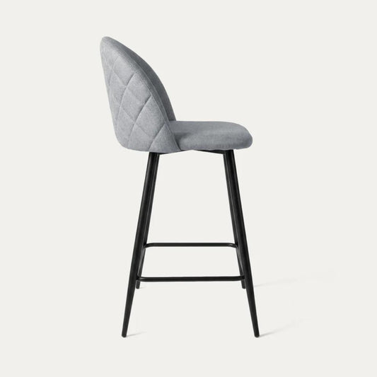 Taburete de Bar Eloina 65 cm | Lino Gris y Acero Negro