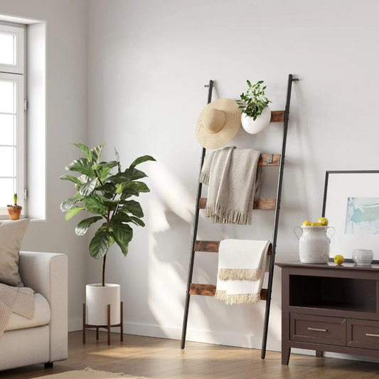 Perchero Escalera Hober | 5 Niveles Madera y Metal Negro