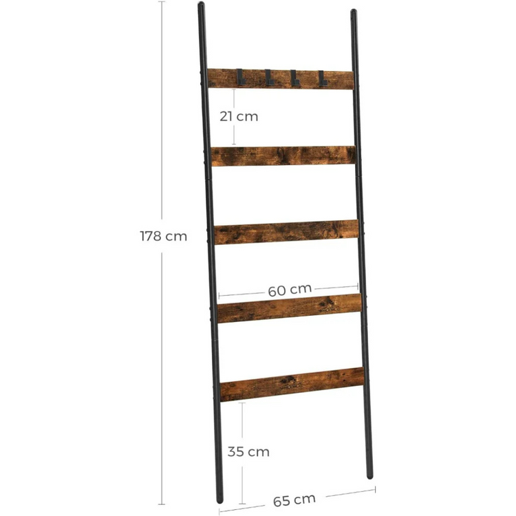 Perchero Escalera Hober | 5 Niveles Madera y Metal Negro