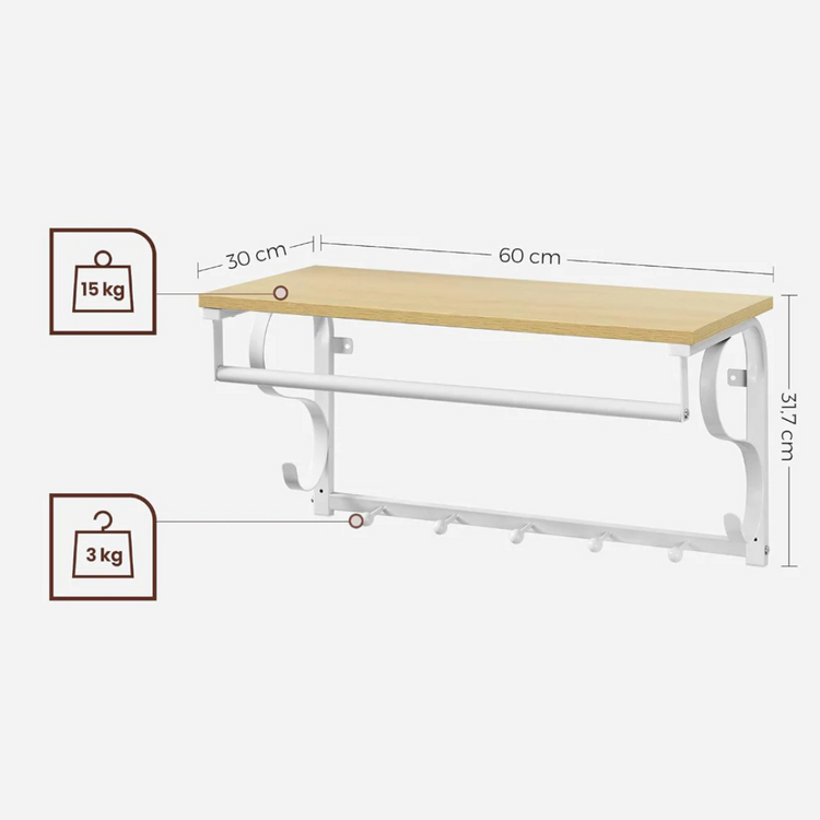 Perchero de Pared Multiusos Vicente | Estante y Colgador