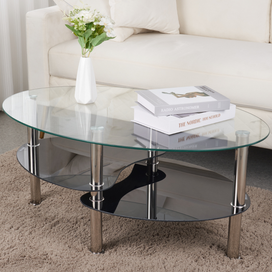 Mesa de Centro Moderna Martina con 2 Caras - Vidrio Templado