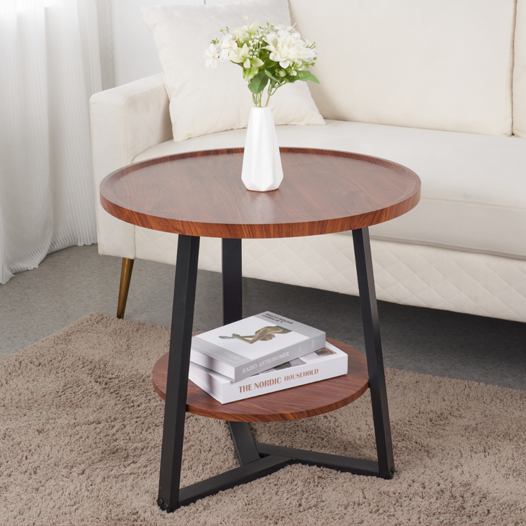 Mesa De Centro Lateral Mirella D60cm | Madera Oscura