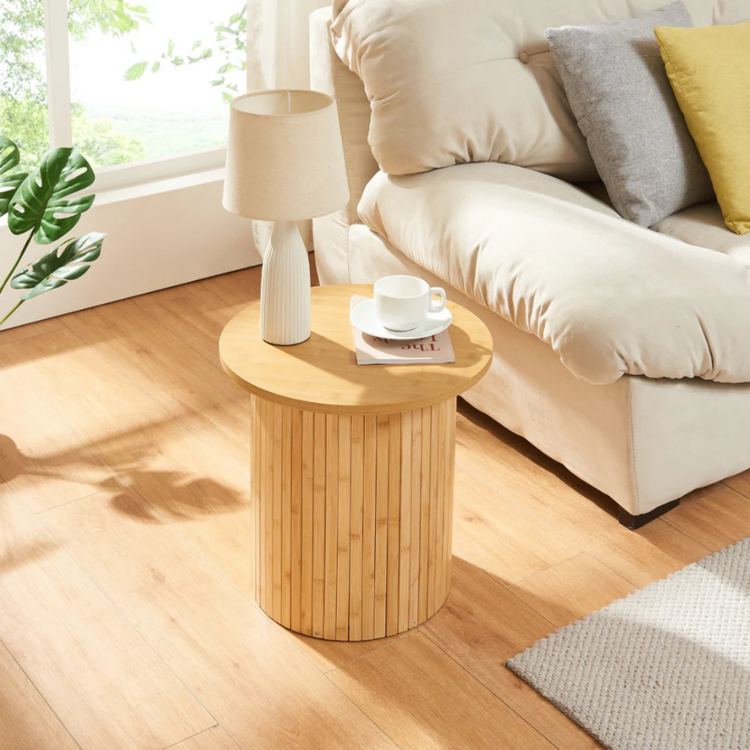 Mesa Auxiliar Redonda Karla D40 cm | Madera Natural