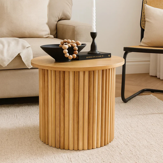 Mesa Auxiliar Redonda Karla D40 cm | Madera Natural