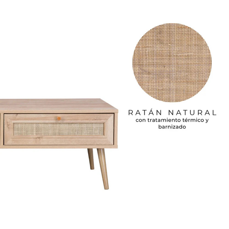 Mesa Centro Marshall | Rattan y Madera | Estilo Natural