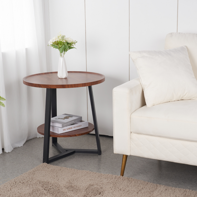 Mesa De Centro Lateral Mirella D60cm | Madera Oscura