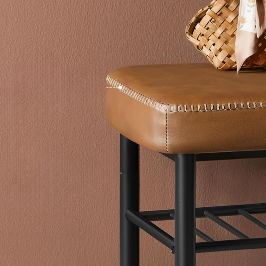 Banqueta Zapatero Organizador Mauk | Acero y Eco Cuero Café