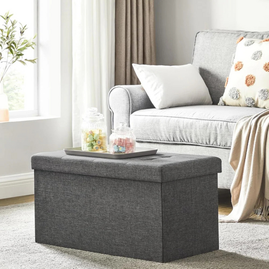 Banqueta Baul Takoma Gris | Plegable con Almacenaje