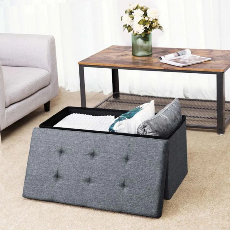 Banqueta Baul Takoma Gris | Plegable con Almacenaje