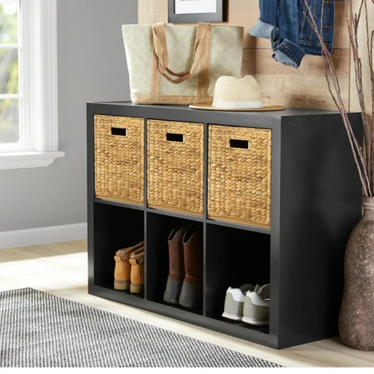 Mueble Organizador Pasco Negro | Con Canastos de Mimbre
