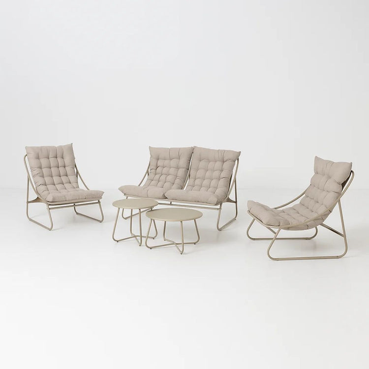 Juego de Terraza Arena | 3 Piezas + 2 Mesas de Centro