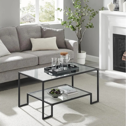 Mesa de Centro Landala | Vidrio y Fierro Negro