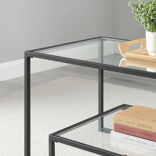 Mesa de Centro Landala | Vidrio y Fierro Negro