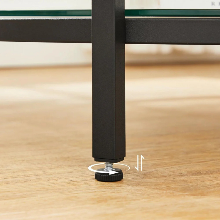 Mesa de Centro Redonda Signe | Acero Negro | Vidrio Templado